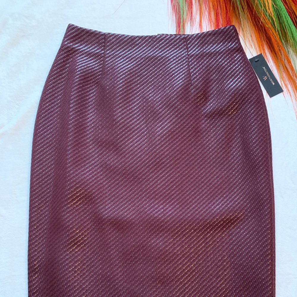 Shiny Burgundy Pencil Skirt
